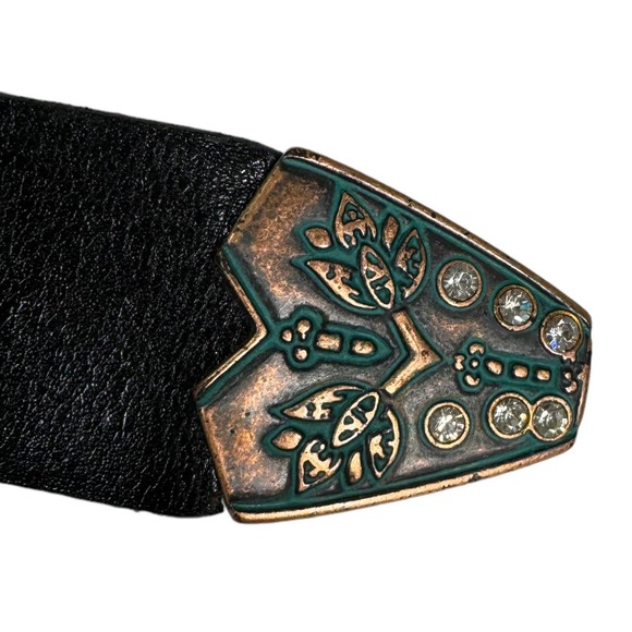 Steve Madden Western Embellished Black Leather Belt Medium Stud Rodeo Bling - Picture 5 of 7